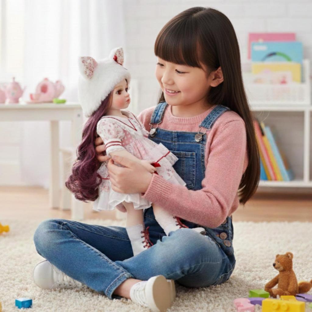 Cloveray Adorable Vinyl Doll with Beautiful Wig Display Collectible Gift for Girls and Doll Lovers 18-inch Hat/Hairband, Hand-Painted & Stand, (Name