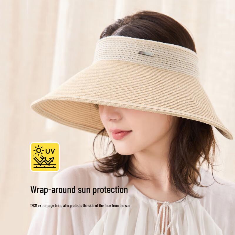 JIUMU Women's Roll-Up Wide-Brim Sun Visor Hat