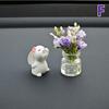 Cute Rose Flower Vase And Rabbit Car Interior Decoration Ornaments Auto Center Console Decoration Gadgets For Car Accessories