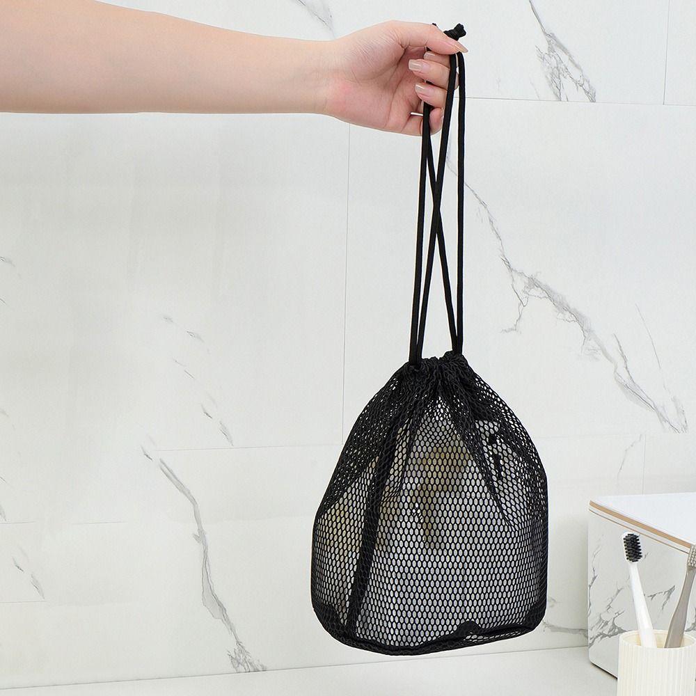 Fashion Dopamine Color Cosmetic Bag Drawstring Large Capacity Storage Bag Breathable Mesh Lazy Toiletries Bag