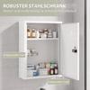 Wall Mount Medicine Cabinet, Bathroom Cabinet with Combination Lock, Door and Storage Shelves, White