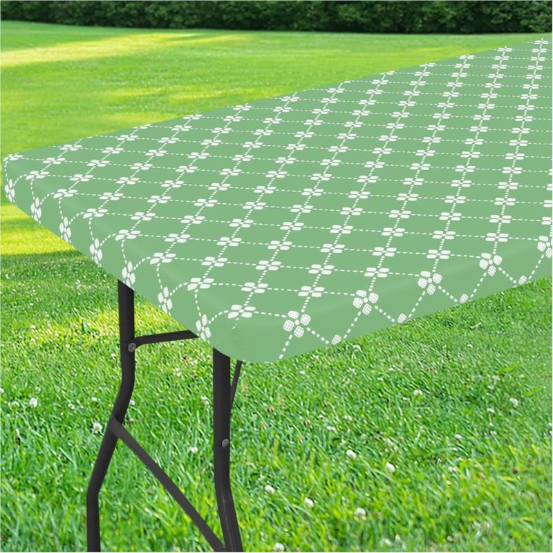 Homaxy Rectangle Vinyl Table Cloth Elastic Fitted Tablecloth With Flannel Backing Waterproof Plastic Table Cover Camp Tablecloth