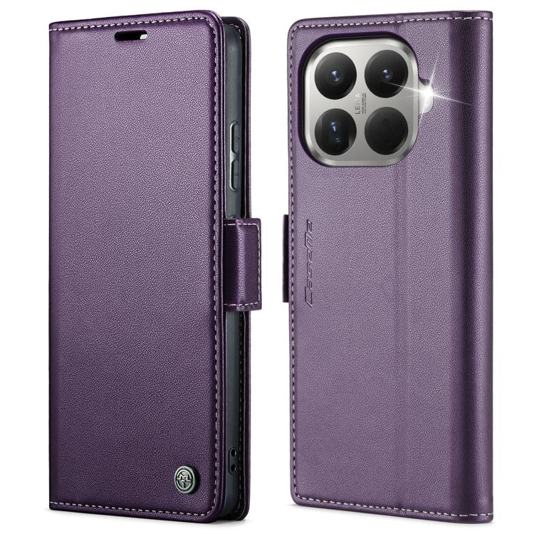 

CaseMe 023 Butterfly Buckle Litchi Texture RFID Anti-theft Leather Phone Case For Xiaomi 15T Pro фіолетовий