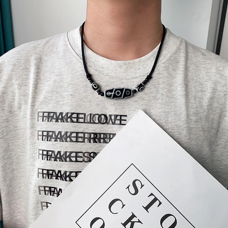 Men's Durable Titanium Steel Cuban Chain Necklace with Zircon Pendant