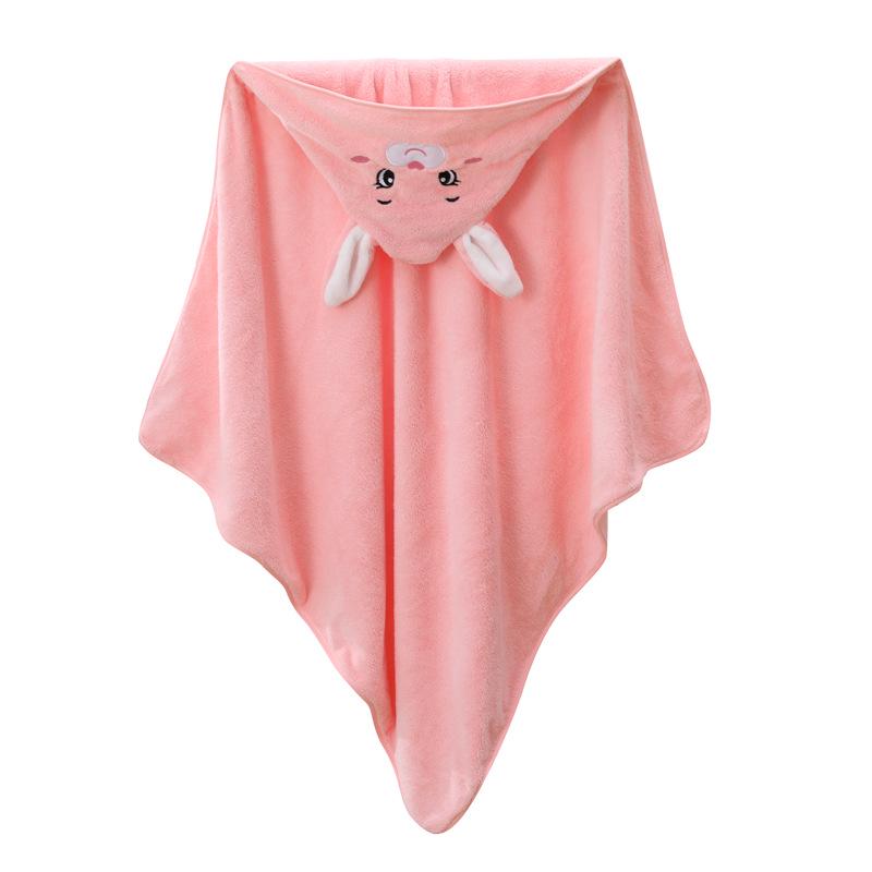 Children's Hooded Bath Poncho: Soft Coral Fleece Towel and Swaddle Blanket