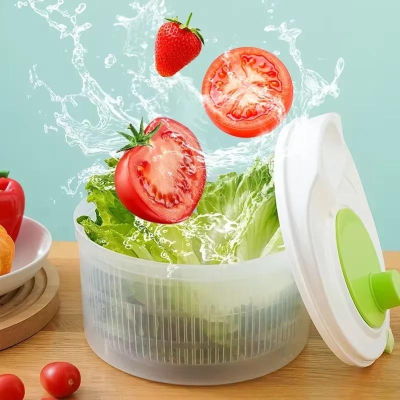 Vegetables Salad Spinner Lettuce Leaf Vegetable Dehydrator Greens Washer Drainer Dryer Crisper Strainer For Washing Drying Leafy