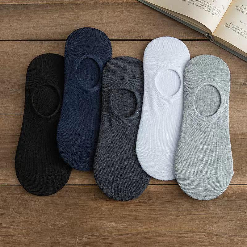 Men's Breathable Non-Slip Invisible Boat Socks - Low-Cut, Silicone, Deodorant, Solid Color