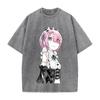 Hot Anime Re Zero Ram Cute Print T-shirt Men Women Tshirts Short Sleeve Cotton Clothing Retro Washed T Shirt Harajuku Loose Tops