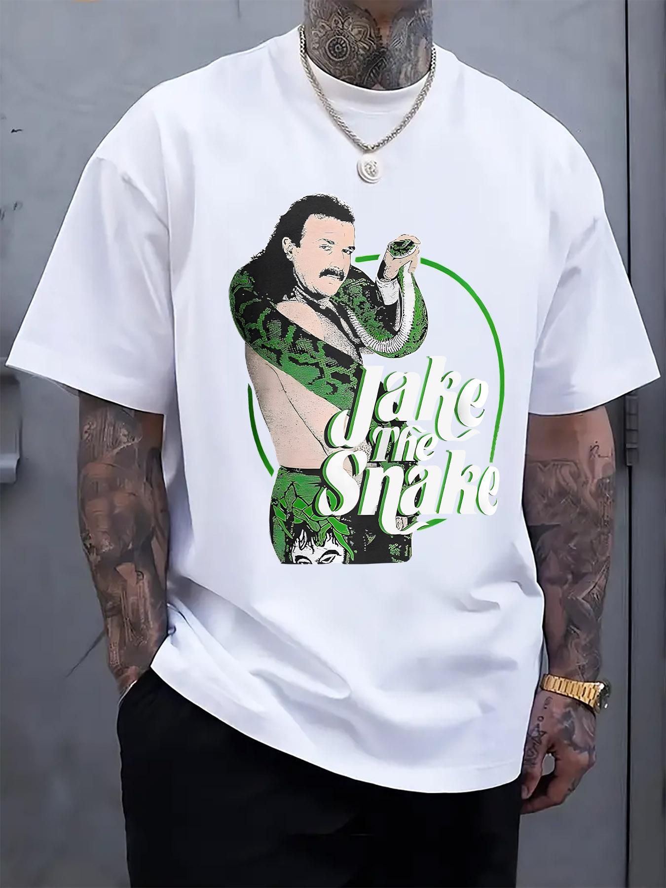 

Jake The Snake Print Short Sleeve T-shirt - Black Regular Fit Casual Summer Tee with Bold Graphic Design XXXXL