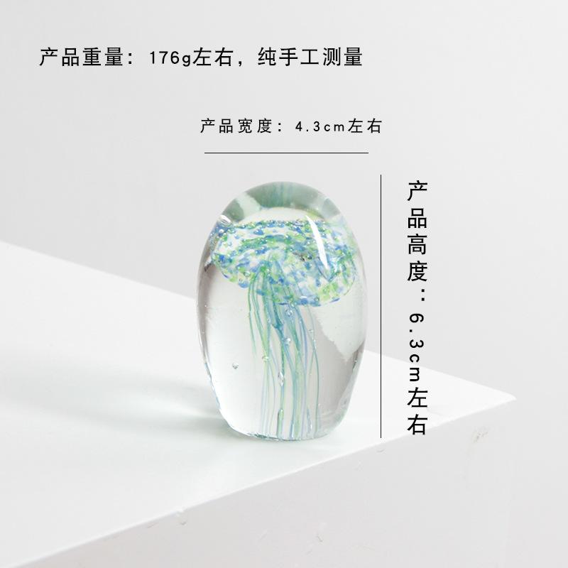 Hand‑made Colored Glaze Jellyfish Figurine Ocean Animal Paperweight Desktop Home Art Decor Ornament