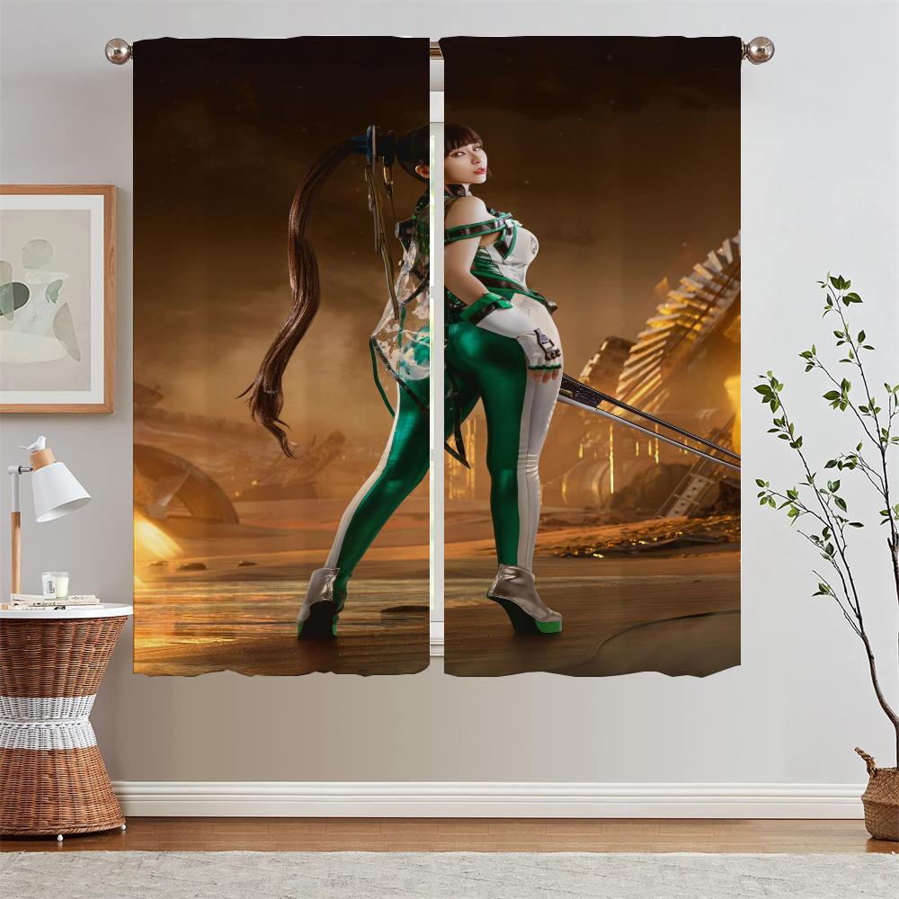 

Шторы Stellar Blade для украшения гостиной, подхваты для оконных штор, домашний интерьер, шторы, жалюзи, тюль на кухне, завитки W50xH70cmx2pcs-CL