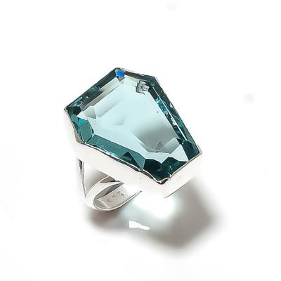 Natural Swiss Blue Topaz Gemstone 925 Sterling Silver Gift Ring Size 8 k1J75