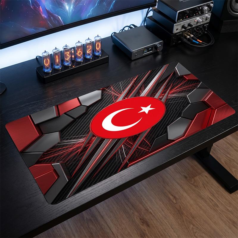 Turkey Football Crest Mouse Pad, Extended Non Slip Rubber Desk Mat for Gaming Office Laptop Fan Gift