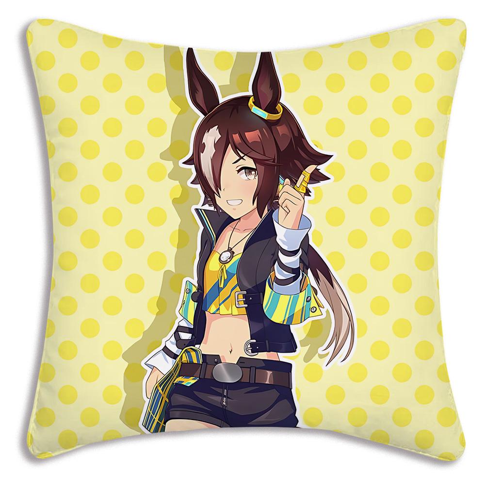 Anime Uma M-Musume Pretty Derby Pillow Covers Cartoon Sofa Decorative Home Double-sided Printing Short Plush Cute Cushion Cover
