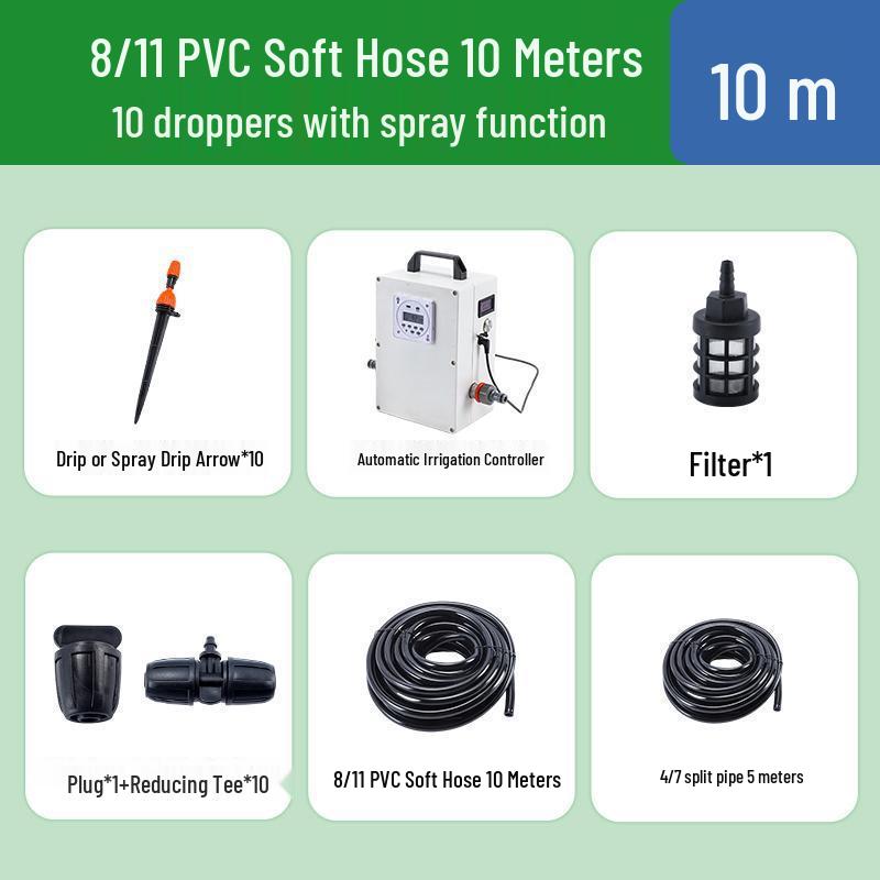 Solar-Powered Automatic Plant Watering System with Drip Irrigation and Sprinkler for Gardens