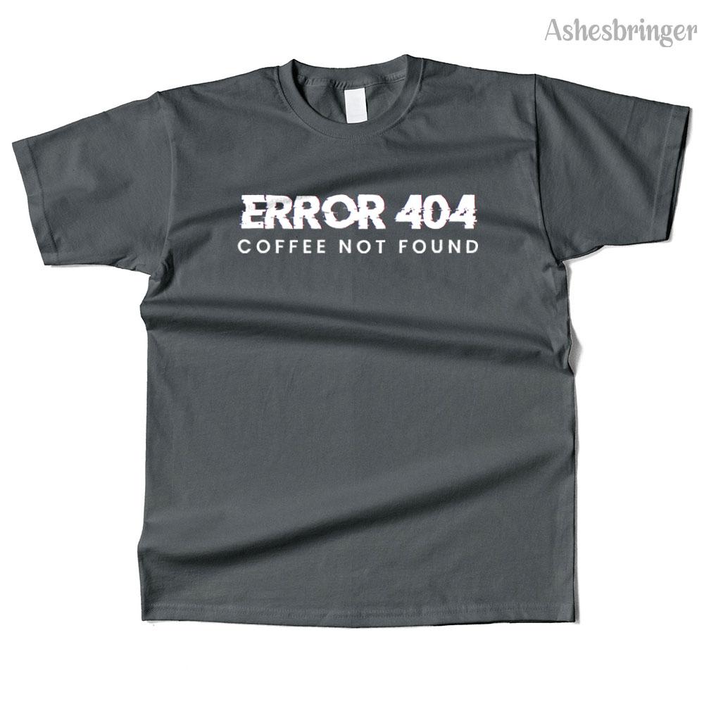 Mens Cotton Error 404 Coffee Not Found Graphic Funny T Shirt Street Casual Style Tee for Men and Women