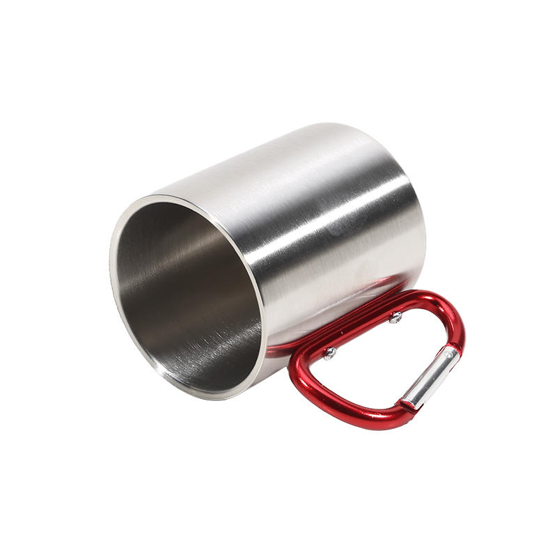 200ML Lightweight Stainless Steel Camping Mug with Carabiner Portable Metal Coffee Mugs for Outdoor Sports Travel Hiking