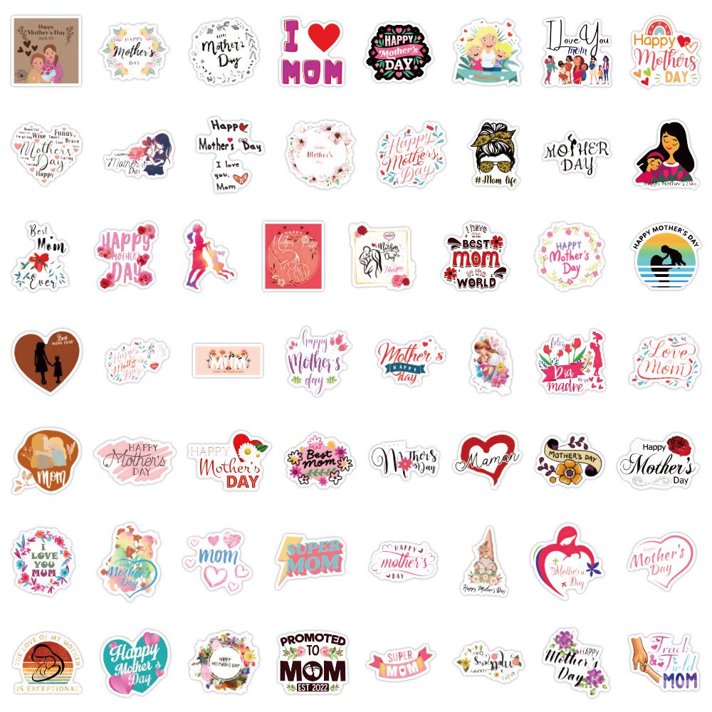 

55-Piece Waterproof Mother s Day Sticker Set for Decoration and Stationery