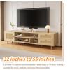 TV Cabinet Premium 160cm Wood-Colored Rattan for 70-Inch TV-Cable Management 2 Drawers Entertainment Center 1 Door Cabinet Base Living Room