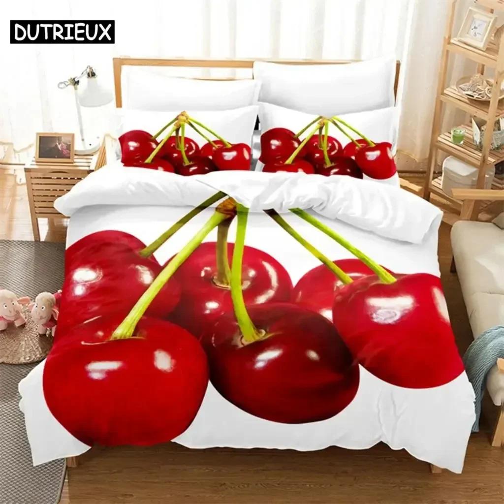 Red cherry Bedding Set Duvet Cover Set 3d Bedding Digital Printing Bed Queen Size Bedding Set Fashion Design