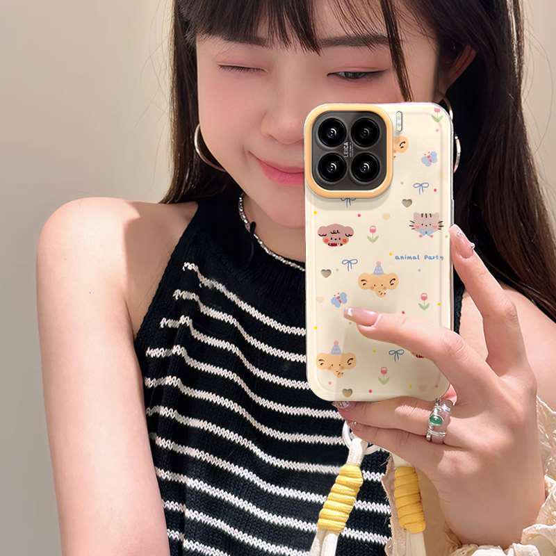 Xiaomi 17 Pro Max Phone Case with Lanyard - Butterfly & Little Elephant Design