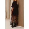 Elegant Lace Patchwork See-Through Hem T-shirt Dress - Casual Short-Sleeved Style