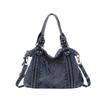 Vintage Denim Handbag with Braided Details Large Capacity Shoulder Crossbody Bag for Women