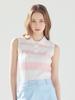 LORDLOAR Striped Collared Sleeveless Knit Pink
