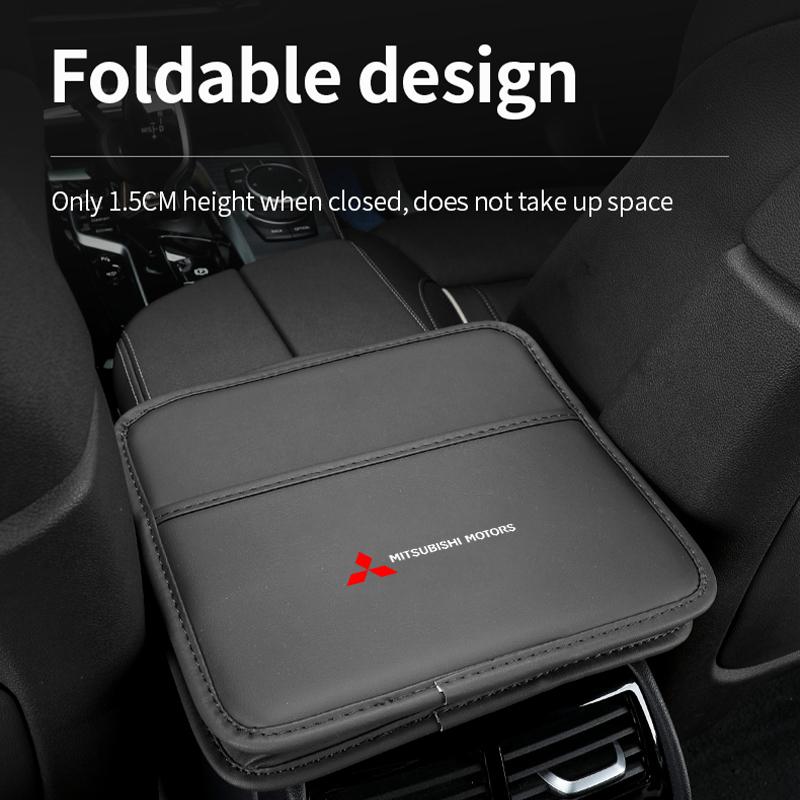 Car Logo Seat Back Storage Leather Multifunction Hanging Box Accessories For Mitsubishi Lancer ASX Pajero Mirage Attrage Xpander