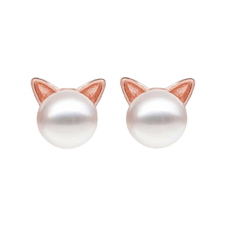

Classical Gold Plated Feline Earrings Copper Pearls Accents Timeless Jewelry Gift For Animal Lovers