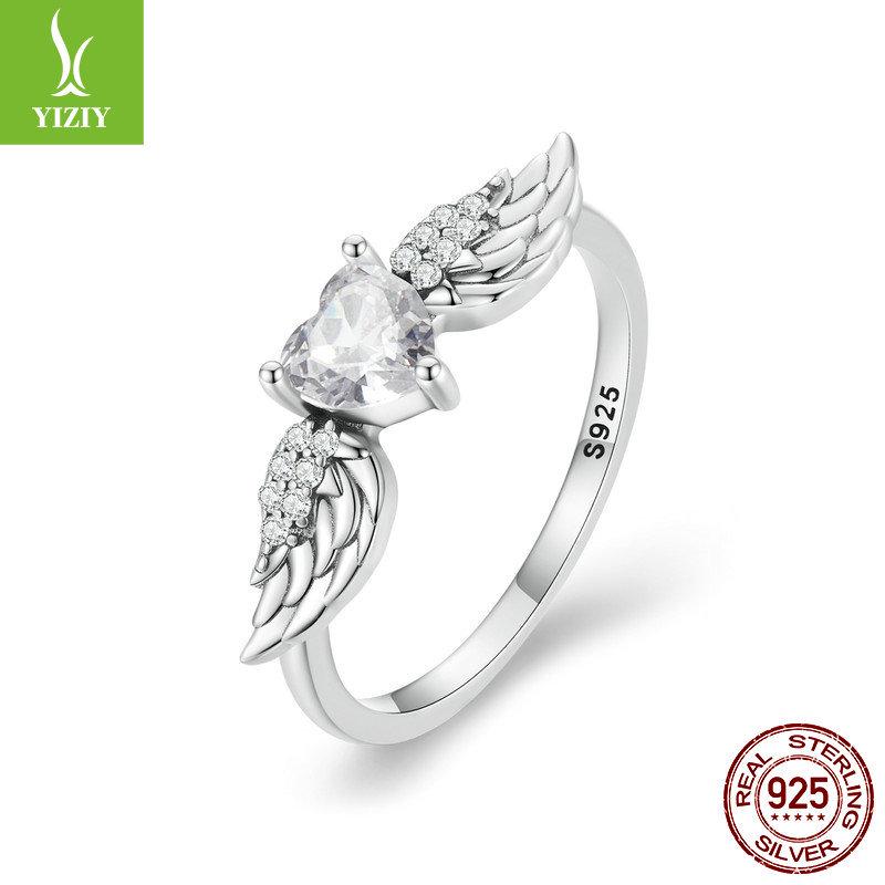 Yin Ziyun Pink Zircon Love Wings Ring & Bracelet, 925 Silver Dreamy Design, SCR874