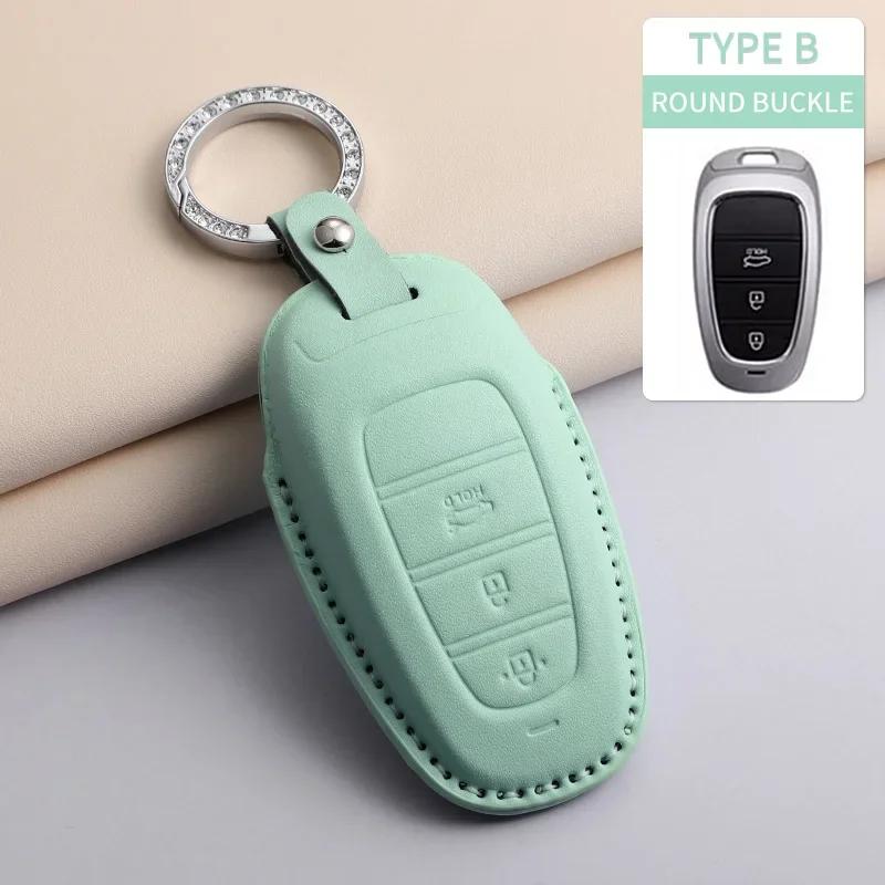 PU Leather Car Key Case Cover Holder Keychain Protective Shell for Hyundai Creta Ix35 Ix45 I10 I30 I40 Remote Key