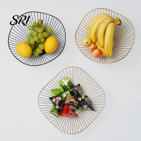 Heavy-duty Fruit Holder Metal Wire Basket Decorative Stand for Kitchen Countertop Home Storage Organizer Decor Single Tier Iron Serving Bowl