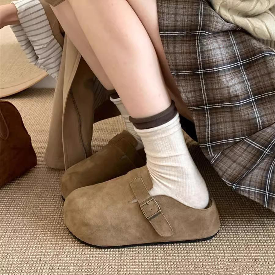 Thick-soled Birkenstocks 2025 spring Boken one-pedal lazy shoes bag head half slippers women's Mori heightening single shoes women