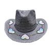 Beach Cowboy Suncatcher Cowgirl Straw Prism Hat Vintage Summer Jazz Cap Woven Sun Hat for Music Festival Party