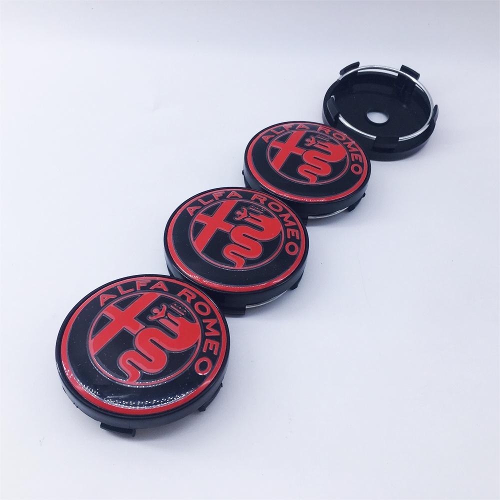 QMUT6 4PCS 60mm Black Metal Emblem Auto Hub Caps for Alfa Romeo 030 T60 Stelvio Sportiva GTAM Mito - Styling & Decoration Accessories