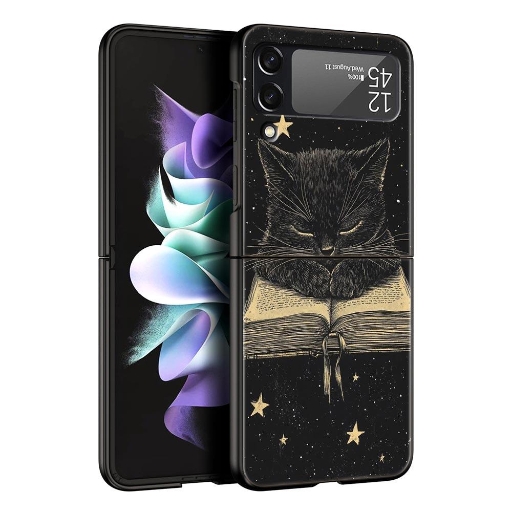 Cartoon Art Hard PC Phone Case For Samsung Galaxy Z Flip 7 6 5 4 Black Cover For Galaxy Z Flip 3 Foldable Fundas Shell Funda Bag