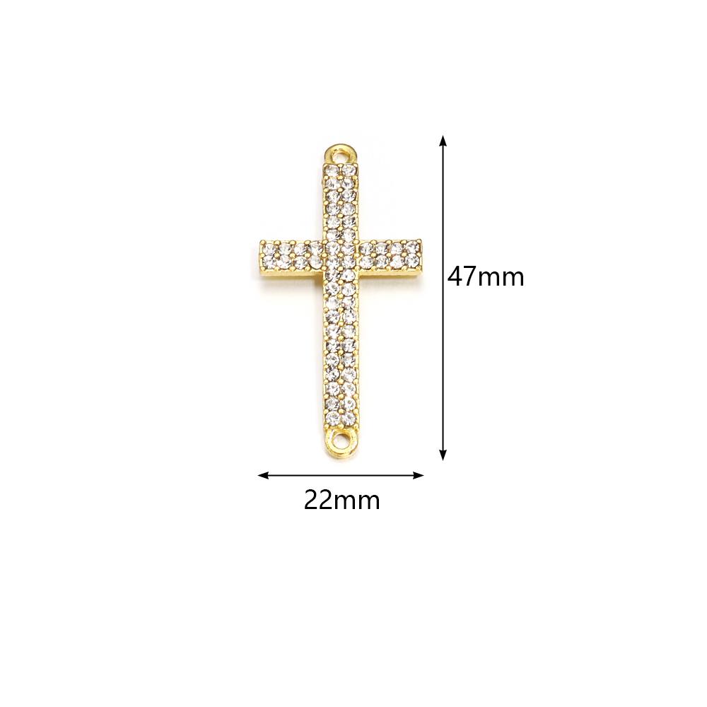 5pcs/Lot 22x47mm Zinc Alloy Crystal Religion Cross Connectors For Women Men DIY Pendant Bracelet Necklace Jewelry Findings