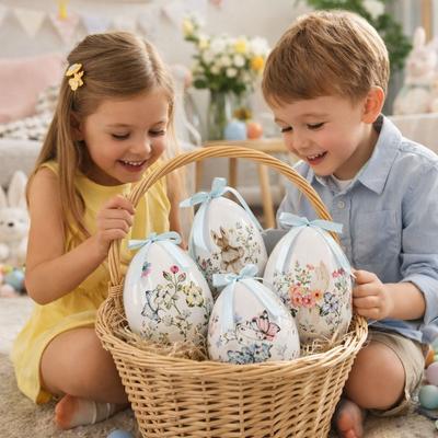 Foam Easter Eggs Pendant Cartoon DIY Craft Easter Simulation Egg Decorative Artificial Easter Party Decorations School Party