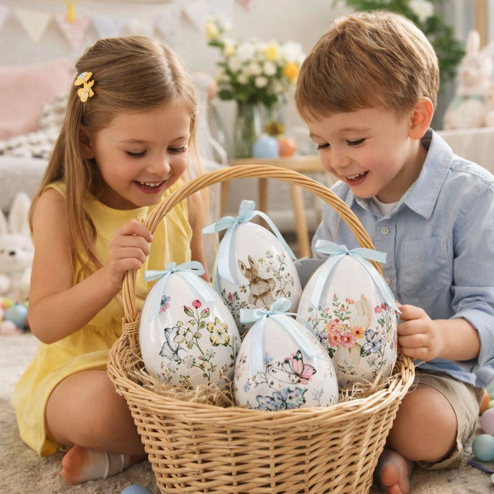 Foam Easter Eggs Pendant DIY Craft Cartoon Easter Simulation Egg Decorative Artificial Egg Hanging Ornament Kids Gifts