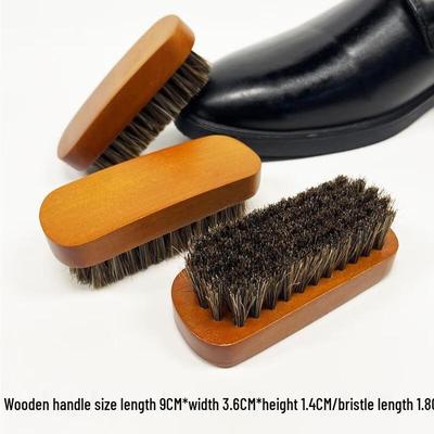 SEE KEAN Wooden Handle Horsehair Shoe Brush