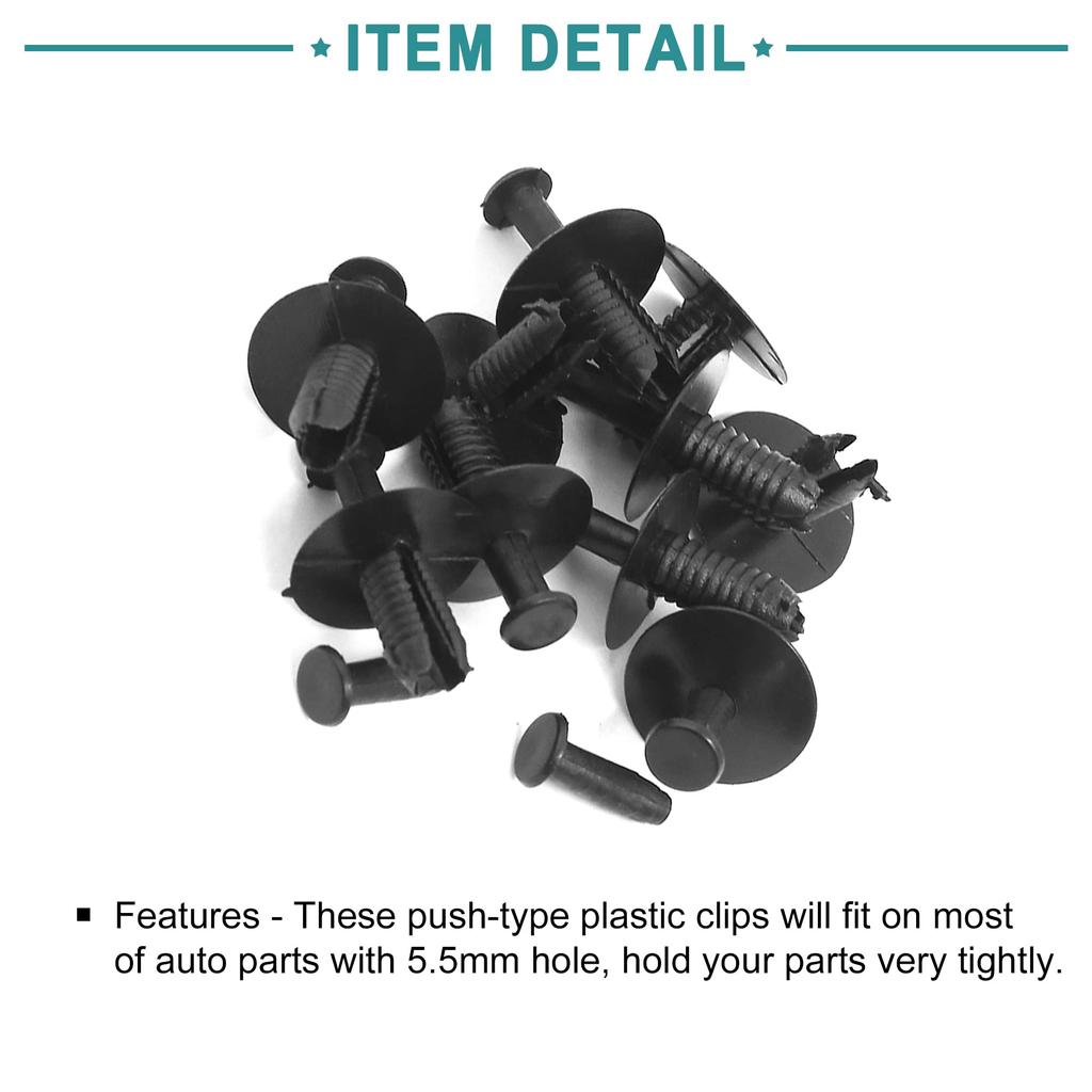 ACROPIX 10 Pcs Fastening Clips Plastic Drive Rivet Flap Bumper Fender Push Clips for BMW Black
