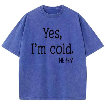 Yes,I’M Cold Black Print Printing Mens T-Shirts Cartoon Cool Tshirt Popular Oversized Tee Clothing Retro Cotton Clothing