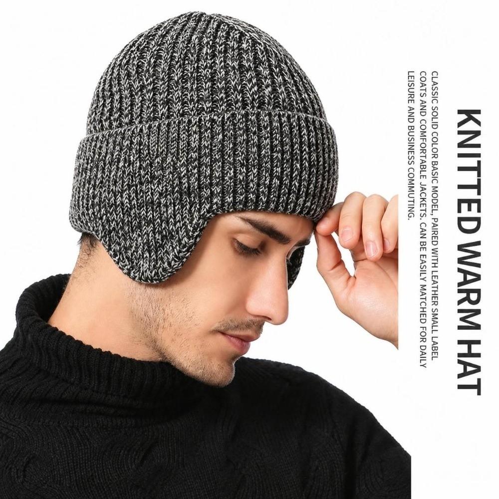 Windproof Earflap Beanie Hat Warm Cold-proof Hat New Knitted Hat Unisex
