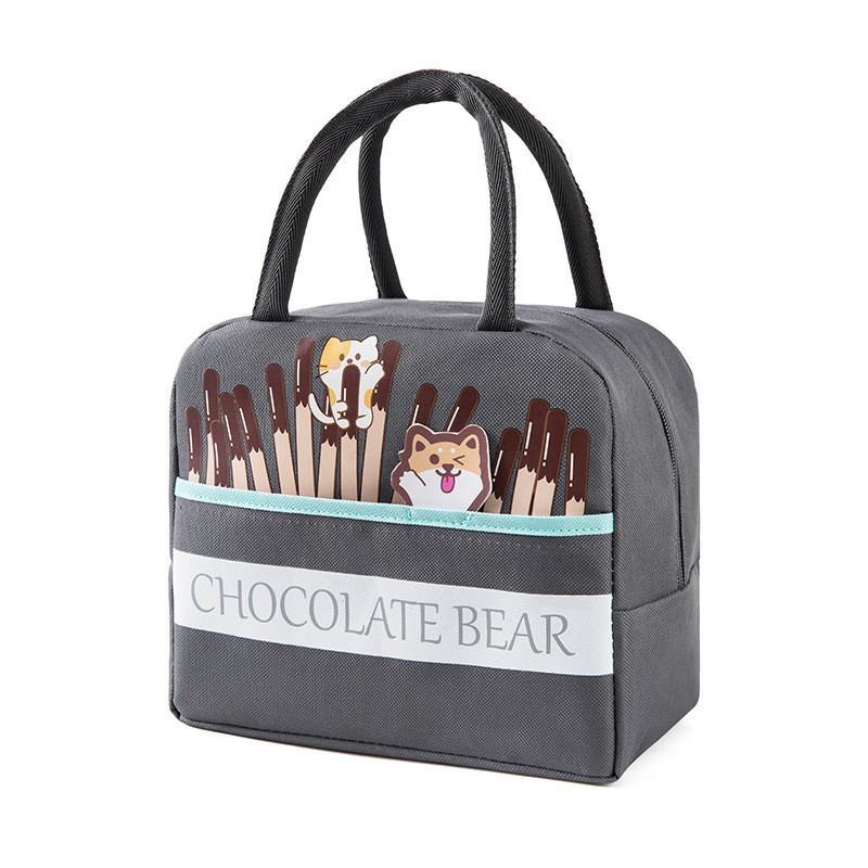 

Сумка для ланча Мультяшная Большая Вместимость Термосумка из Алюминиевой Фольги Ланч-бокс Бэнто Красочная Сумка серый