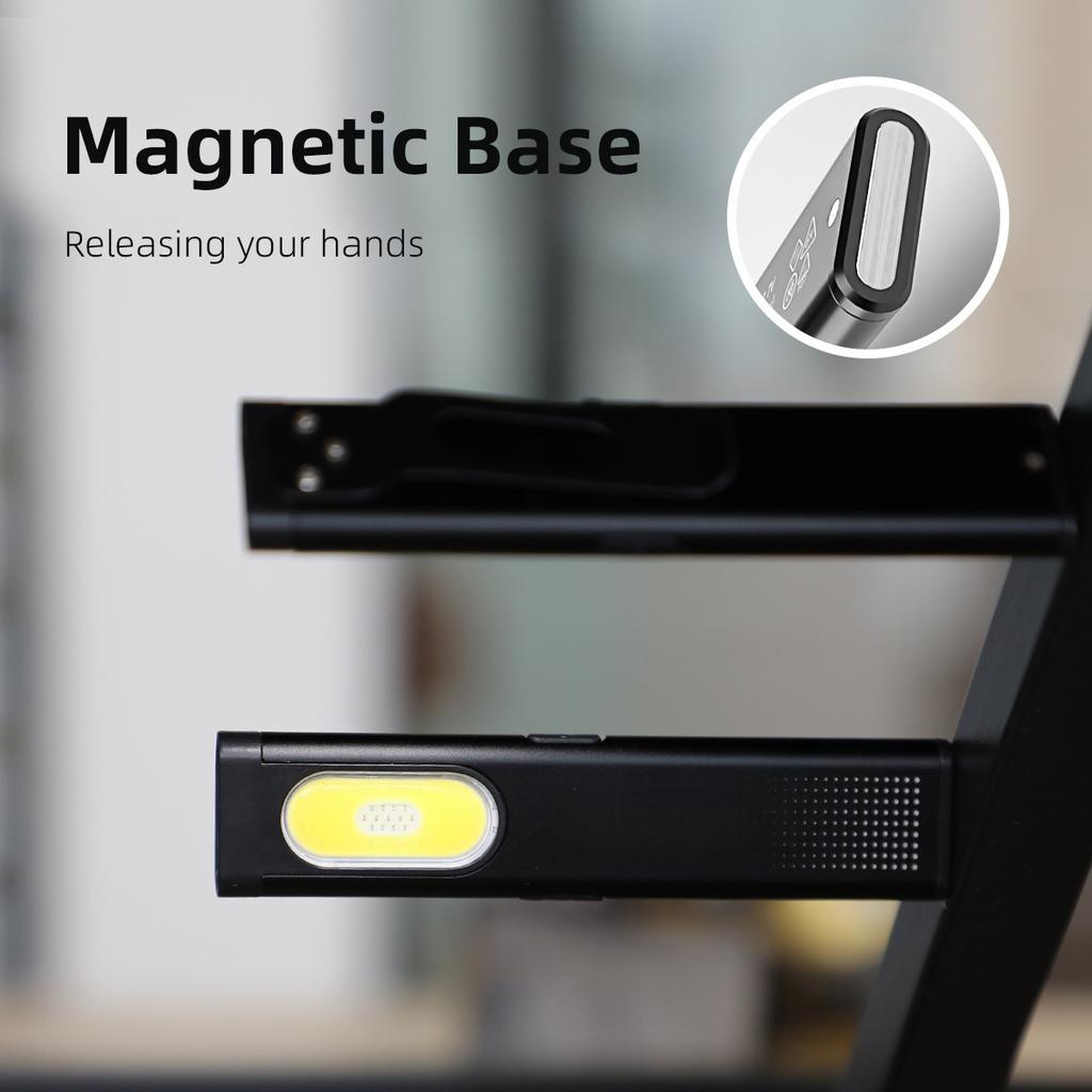 USB C Rechargeable LED Flashlight 600Lm Mini Magnetic Waterproof COB Work Light Keychain Pocket Lantern Portable Torch for Campi