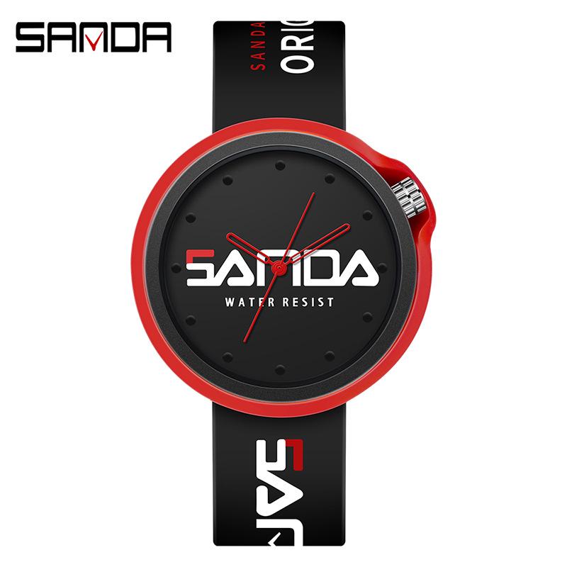 Sanda Unisex Waterproof Color-block Silicone Strap Watch
