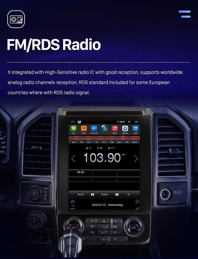 Fits 2015-2020 Ford Raptor F150: Android GPS, WiFi, Bluetooth, CarPlay Navigation System.