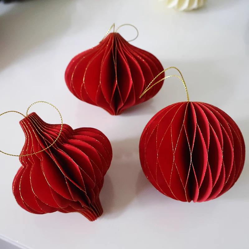 Christmas Honeycomb Ball & Bell Ornaments for Tree and Wall Decoration