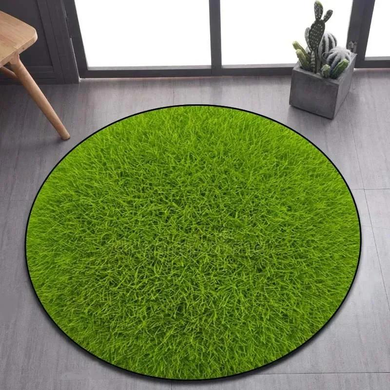 Soccer Round Rug Football Circle Carpet Non-slip Sports Theme Floor Mat for Bedroom Kitchen Living Room Bath Rugs Kids Teen Gift